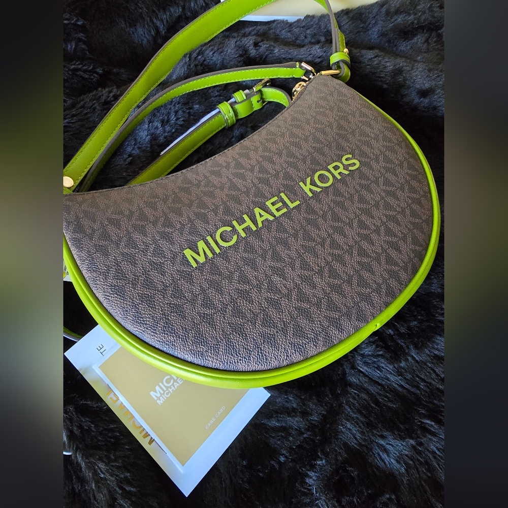 Michael Kors Brown and Lime Shoulder Bag